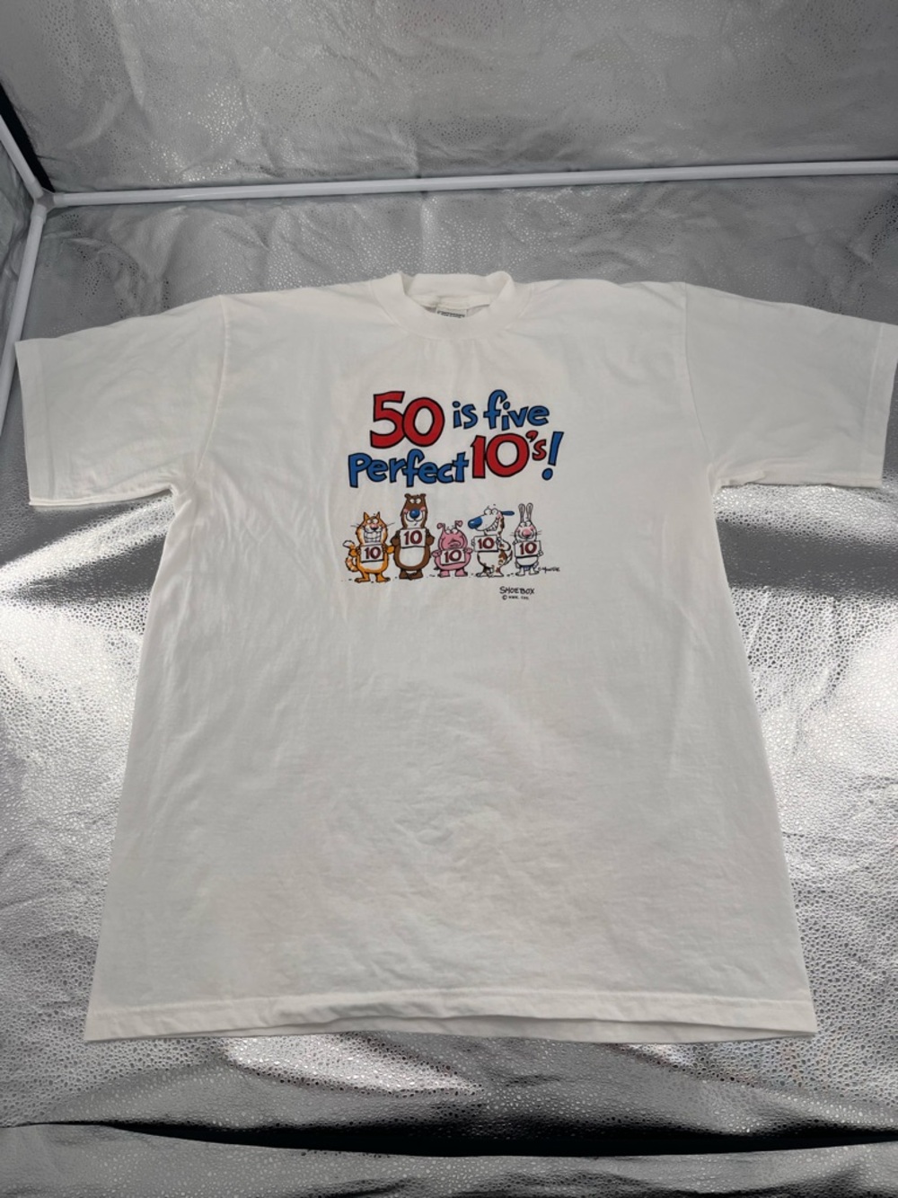 Vintage 90s Shoebox Greetings 50th Birthday T-Shirt Size L White